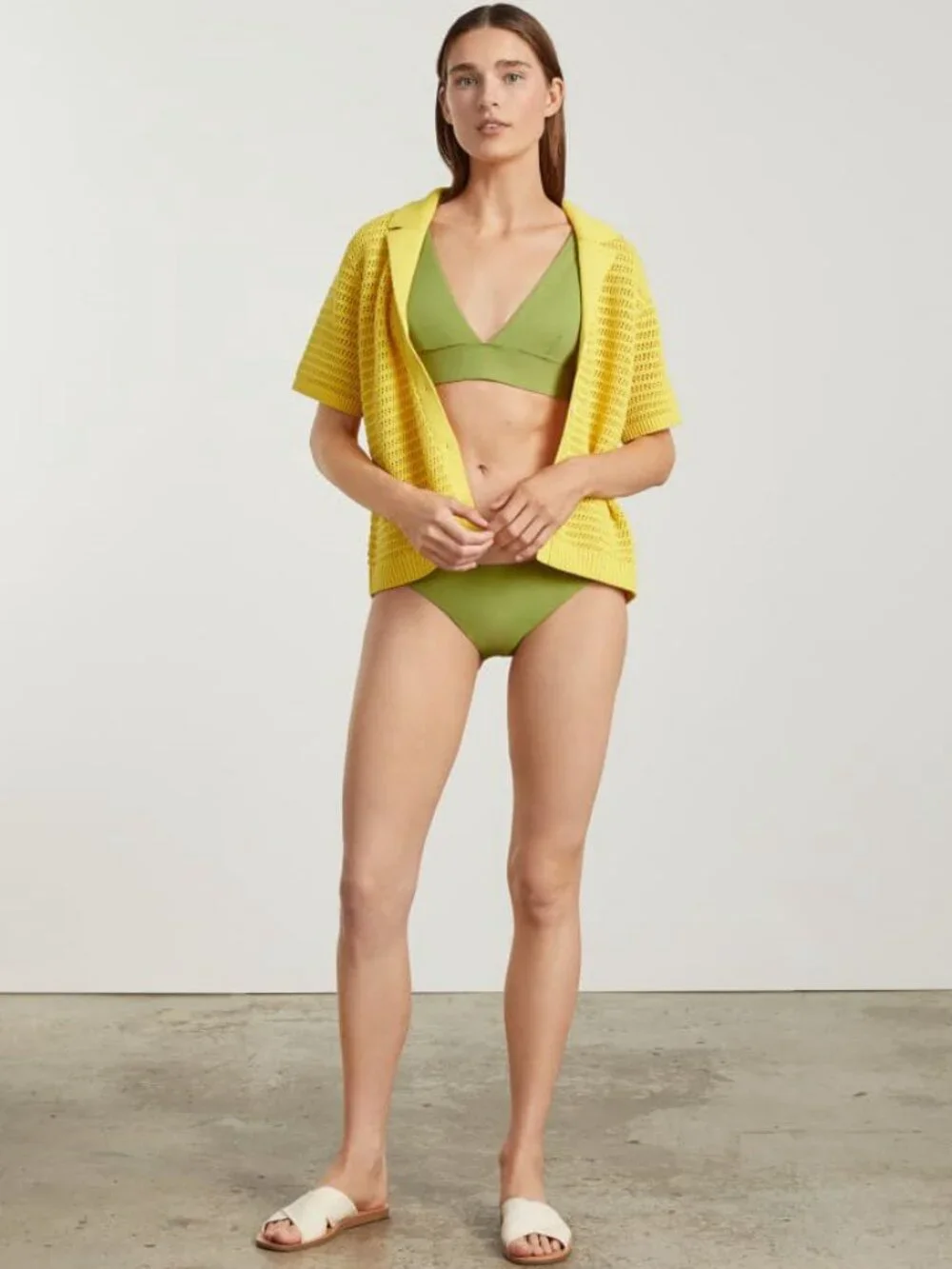 Everlane The Low-Rise Bikini Bottom PEP Green Size L NWT